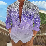 Wiaofellas  -  Casual Loose Fit Floral Butterfly Print Stand Collar Long Sleeve Shirt For Men Daily Wear