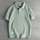 WIAOFELLAS  -  Heavy wash bead mesh men's polo shirt Europe and the United States retro trend youth fashion short sleeve