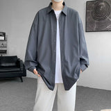 WIAOFELLAS  -  Long Sleeved Shirt Men Fashion Black Dress Shirt Men Korean Loose Casual White Shirt Mens Office Formal Shirt Large Size 4XL