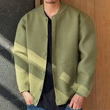 WIAOFELLAS  -  Fall Winter New Casual Men's Cardigans Knitting Solid Color Button-up Sweatercoats For Men Outdoor Fashion Slim Outerwear