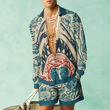 Wiaofellas  -  Set of Shirts Botanical Pattern 3D Print Fashion Shirts Casual Men Beach Shorts Summer Streetwear Hawaiian Clothes Clothing
