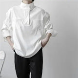 WIAOFELLAS  -  Men's High Neck Shirt Men's Design Sense Niche High-end Sense Hairstylist's Workwe Shirt Inner Layer Layered Wear