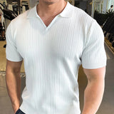 Wiaofellas  -  Summer New Men's Solid Color Knitted Sweater Short-Sleeved T-Shirt Retro Fashion Trend Casual Simple Loose Breathable Men's Tops