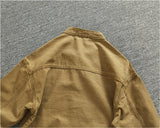 WIAOFELLAS  -  Classic vintage button-down biker jacket top men's youth cotton khaki do old wash cargo coat trend