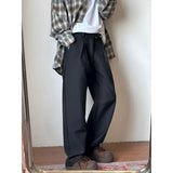 WIAOFELLAS  -  Black Gray Suit Pants Men Oversized Social Mens Dress Pants Korean Loose Wide Leg Pants Mens Office Formal Trousers M-3XL