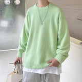 WIAOFELLAS  -  Men Sweaters Solid Color Oversized Long Sleeve Autumn Winter Streetwear Pullovers Knitwear