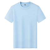 WIAOFELLAS  -  Men's Short Sleeve T Shirt Cool Solona Solid Color Ice Silk White T Summer Basic Heavy 230g