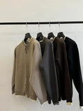 WIAOFELLAS  -  Thickened knitted cardigan fake two pieces wear simple round neck long sleeves lazy layered sweater jacket