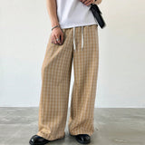 WIAOFELLAS  -  Men Plaid Pants Drawstring Joggers Loose Casual Straight Trousers Men Streetwear 2025 Fashion Male Long Pants S-5XL