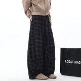 Wiaofellas  -  New Men's Casual Plaid Striped Straight-leg Pants High Street Fashion Corduroy Drawstring Trousers Y2K Retro Sweatpants