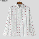 Wiaofellas  -  Men Shirt Striped Printing Lapel Long Sleeve Loose Men Clothing Streetwear Fashion Casual Tops Male Shirts S-5XL