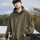 Wiaofellas  -  Brand New in Sweatshirts Couples Suede Autumn Winter Vintage Baggy Hooded Sweatshirt Man Casual Daily Oversize Man