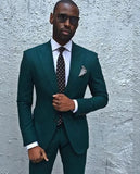 Wiaofellas  -  Fashion Style men suit New Dark Green Men Suit Formal Business Tuxedos Men Wedding Suit 2pcs(Jacket+Pants)