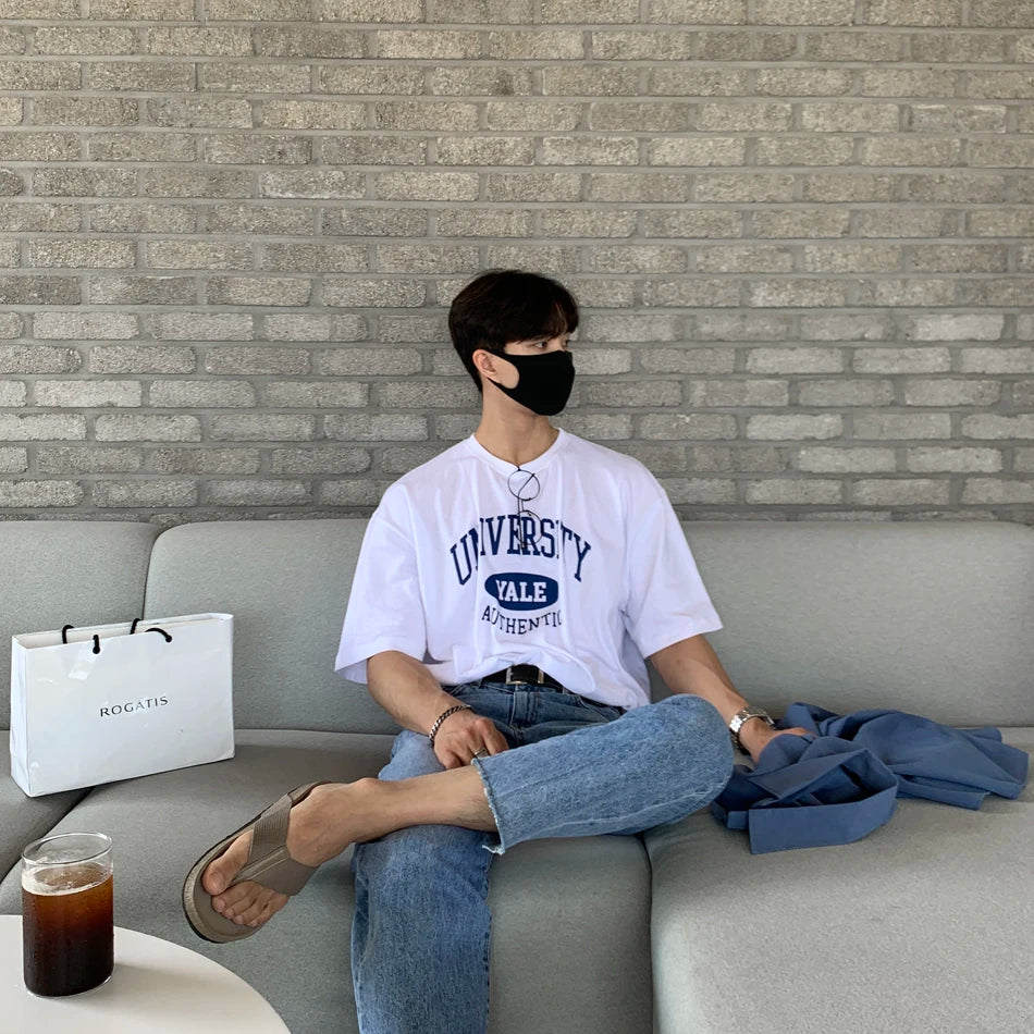 Wiaofellas  -  High-quality Lightweight and Breathable 100% Cotton Summer Men's O-neck T-shirt, Youth Casual T-shirt with Letter Printing.