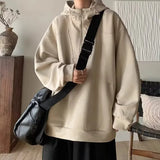 Wiaofellas  -  High-quality Suede Hoodies Men Women High Street Pullovers Sweatshirt Harajuku Autumn Spring Half Zipper Casual Overcoats New