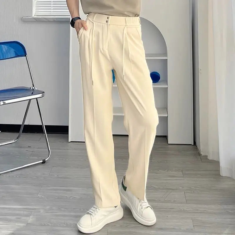 Wiaofellas  -  Male Trousers Office Wide Business Tailoring Straight Men's Casual Pants Plus Size Aesthetic Hot Low Price Stylish Regular Fit