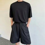 Wiaofellas  -  Men Clothing Summer Short Sleeve Double Round Collar T-shirt New Korean Fashion Tee Loose Streetwear Tops For Male