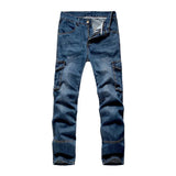 Wiaofellas  -  Men's Autumn and Winter Multi-pocket Straight-leg Cargo Jeans