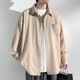 Wiaofellas  -  Plain Shirt Man Long Sleeve Big Clothes Big Size Men New in Harajuku Fashion Men's Clothing Original Men's Shirts Embossing