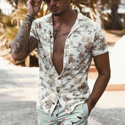 Wiaofellas  -  Plant Home Outgoing Summer Short sleeved Polo Shirt monotonous breathable polo shirt Men's clothing