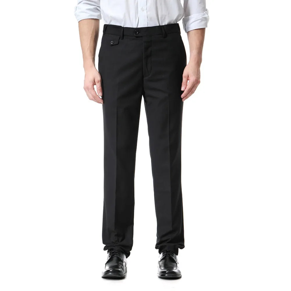 Wiaofellas  -  Plus-size Men's Business Casual Suit Pants Solid Color Adjustable Waist Straight Leg Suit Pants