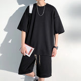 Wiaofellas  -  Sports Suits Summer Outfit New Men Sets Trends Costumes Two-piece Set Short Sleeve Men's Clothing Fashion Pants Trendy