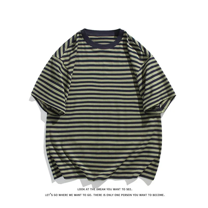 Wiaofellas  -  Summer Oversized T-Shirt Men Funny Harajuku Tshirt Streetwear Femme Striped Japan Hip Hop Loose Half Sleeve T Shirts Male