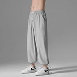 Wiaofellas  -  Summer Thin Pants Men Fashion Solid Color Casual Pants Men Streetwear Loose Ice Silk Pants Mens Straight Trousers S-3XL