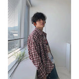 Wiaofellas  -  Unisex, plaid casual shirt loose casual long-sleeved shirt. Vintage style. New loose shirt for daily wear for men.