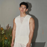 Wiaofellas  -  fall outfits Summer American Street Woolen Woven Vneck Men's Knitted Casual Solid Color Simple Versatile Male Tops Solid Color
