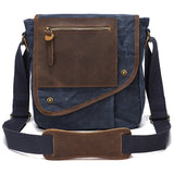 WIAOFELLAS  -  [Small Vintage Messenger Bag] Men's Small Vintage Messenger Bag, Waterproof Travel Shoulder Bag, Crazy Horse Leather Waxed Canvas Crossbody Bag