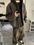 WIAOFELLAS  -  Men'S American Retro Leopard Print Plus-size Jeans Loose Leg Straight Leg Casual Pants Trend, Plus Size