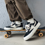 WIAOFELLAS  -  Men'S Vintage Low-Top Skateboard Sneakers, Casual All-Season Sports Canvas Shoes, Solid Color, Round Toe, Lace-Up, Rubber Sole, Faux Insole, Fabric Inner, Ideal for Daily Wear & Outdoor Activities