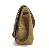 WIAOFELLAS  -  [Small Vintage Messenger Bag] Men's Small Vintage Messenger Bag, Waterproof Travel Shoulder Bag, Crazy Horse Leather Waxed Canvas Crossbody Bag