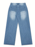 WIAOFELLAS  -  Casual Straight Blue Letter Trousers