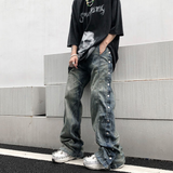 Wiaofellas Jeans Men Vintage Color Block Tearing Patchwork Denim Pants Casual Japanese High Street Harajuku Fashion Streetwear Men