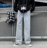 Wiaofellas Spring Retro Denim Pants Men's Korean Straight Loose Fit Youth Versatile Wide Leg Casual Jeans