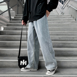 Wiaofellas Spring Retro Denim Pants Men's Korean Straight Loose Fit Youth Versatile Wide Leg Casual Jeans