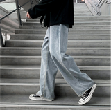 Wiaofellas Spring Retro Denim Pants Men's Korean Straight Loose Fit Youth Versatile Wide Leg Casual Jeans