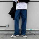 Wiaofellas Spring Retro Denim Pants Men's Korean Straight Loose Fit Youth Versatile Wide Leg Casual Jeans