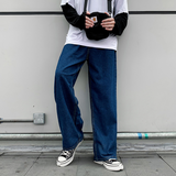 Wiaofellas Spring Retro Denim Pants Men's Korean Straight Loose Fit Youth Versatile Wide Leg Casual Jeans