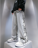 Wiaofellas Breasted Pants Men's Spring and Autumn Tide Brand Hip-hop Cashew Flower Stitching Straight Loose Wide-leg Drape Mens Sweatpants