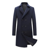 Wiaofellas Autumn And Winter New British Style Mid-length Lapel Long-Sleeved Woolen Men's Coat Solid Loose Casual Coat Fashion G100