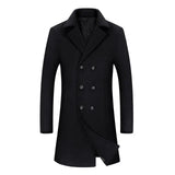 Wiaofellas Autumn And Winter New British Style Mid-length Lapel Long-Sleeved Woolen Men's Coat Solid Loose Casual Coat Fashion G100