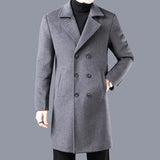 Wiaofellas Autumn And Winter New British Style Mid-length Lapel Long-Sleeved Woolen Men's Coat Solid Loose Casual Coat Fashion G100