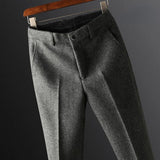 Wiaofellas Autumn Winter New Men's Suit Pants Fashion Business Casual Woolen Suit Pants Male Straight Formal Trousers  F202
