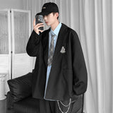 Wiaofellas Spring Men's Embroidery High Quality Suit Jackets Male School Uniform Fashion Blazers Black/grey Western-style Clothes