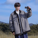 Wiaofellas Autumn Fashion New Port Plaid Coat Men's High Quality Jacket Fashion Men Clothing Daily Handsome Casual Overcoat Chic Parka