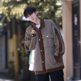 Wiaofellas Autumn Fashion New Port Plaid Coat Men's High Quality Jacket Fashion Men Clothing Daily Handsome Casual Overcoat Chic Parka