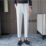 Wiaofellas Autumn New Suit Pants For Men Korean Streetwear Fashion Loose Straight High Rise Pants Casual Trousers Plus Size 28-36